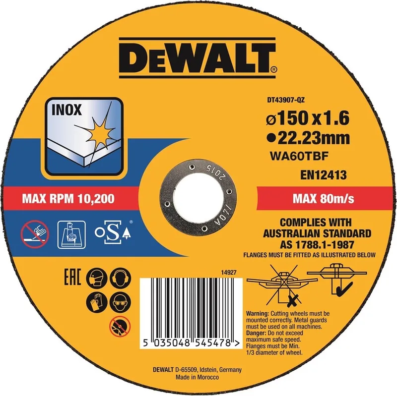 DT43907 Doorslijpschijf RVS 150mm van DEWALT – productafbeelding