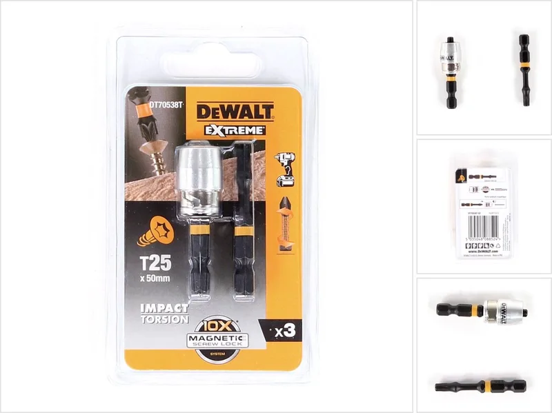 DT70538T Extreme Impact Torsion Schroefbits T25 50mm 2 Stuks + MagLock Bithouder von DEWALT – Produktbild