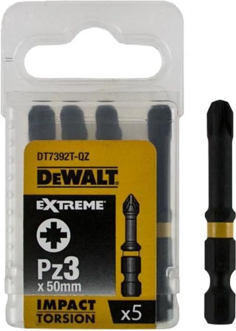 DT7392T Extreme Impact Torsion Schroefbits PZ3 50mm 5 Stuks von DEWALT – Produktbild