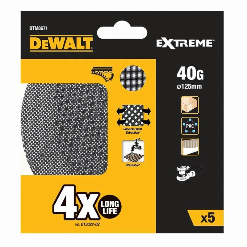 Dtm8671-qz Ø Gaas Schuurpapier Voor Vlakschuurmachine 40g 125 Mm 5 Eenheden van DEWALT – productafbeelding 1 van 2