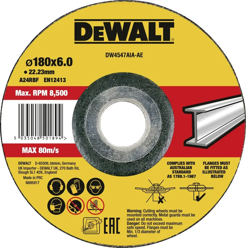 DW4547AIA-AE Schruppscheibe Durchmesser 180 mm Bohrungs-Ø 22.23 mm Metall, Eisen, Edelstahl 1 St. von DEWALT – Produktbild