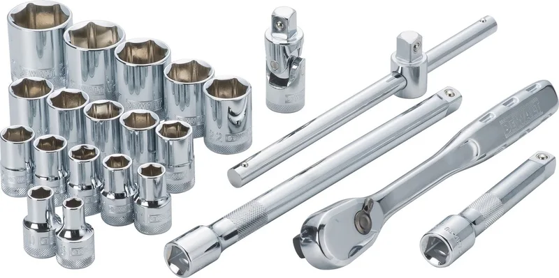 DWMT19241-1 - Dopsleutelset - 1/2" - 22 stuks - DirectTorque™ Technologie von DEWALT, Silber – Produktbild