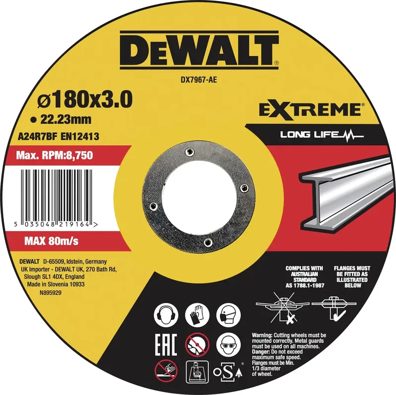 DX7967-AE DX7967-AE Trennscheibe 180 mm 1 St. Metall, Edelstahl, Eisen by DEWALT – product image