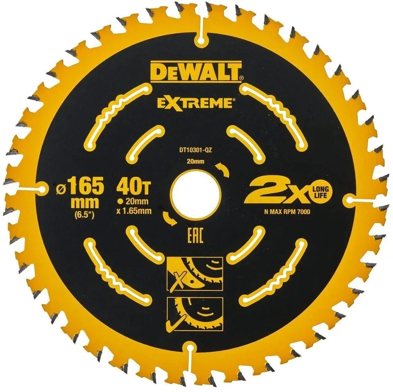 Extreme Framing Serie - Cirkelzaagblad - 165mm - 40T - Voor Houtbewerking fra DEWALT – produktbillede