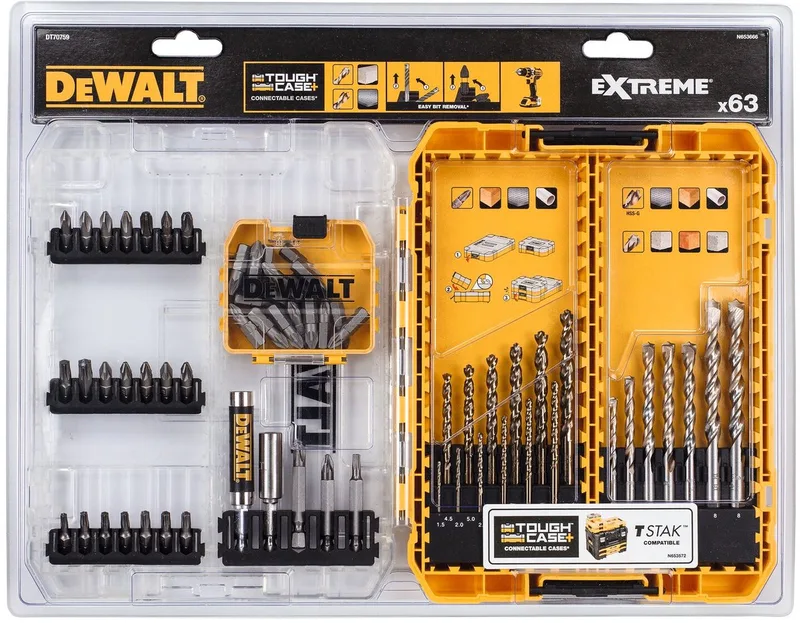Extreme schroefbit- en borenset DT70759-QZ steen/metaal 63-delig by DEWALT – product image