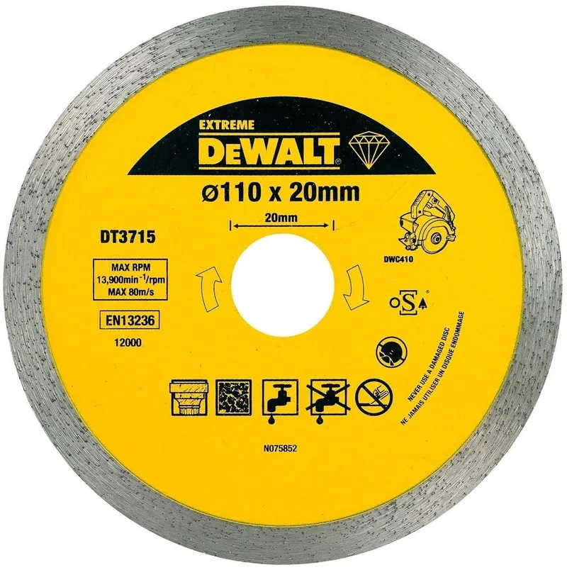 Extreme Serie - Diamantschijf - 110mm - Voor DeWalt DWC410 - Gres en Graniet van DEWALT, Grijs – productafbeelding