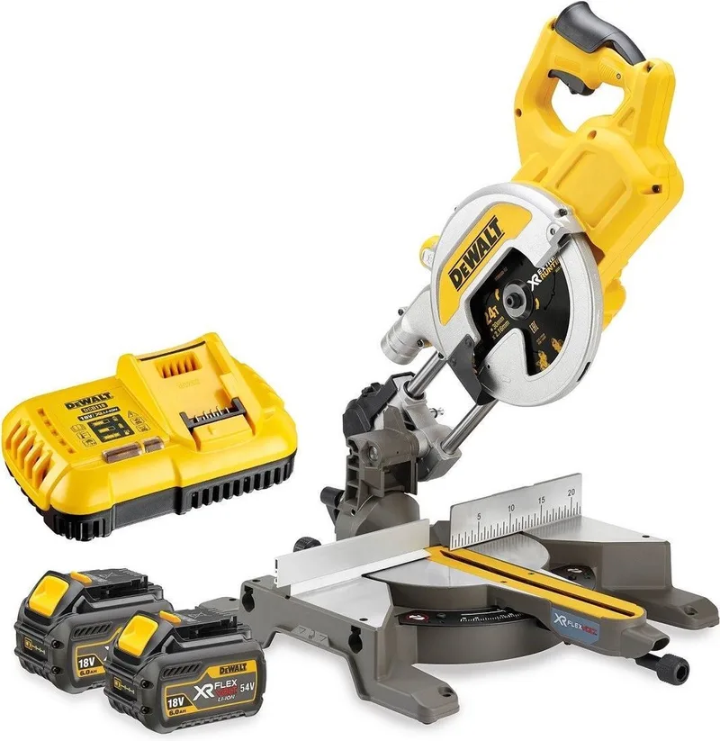 Flexvolt accu afkort- en verstekzaag DCS777T2 54V, 216mm, met 2 accu's en snellader (Prijs per stuk) von DEWALT – Produktbild