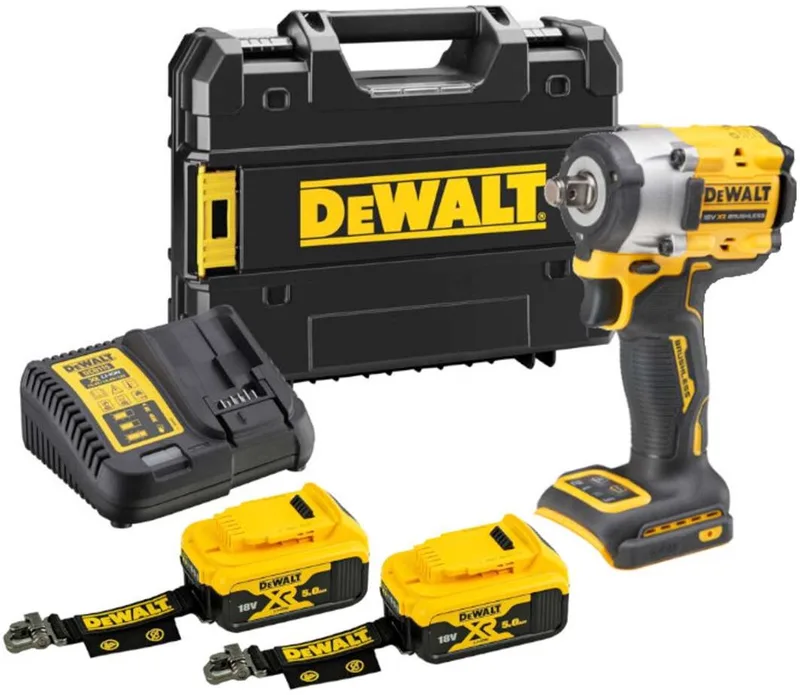 Gereedschap - 18V ACCU slagmoersleutel, 2x accu 5,0 Ah LANYARD READY, oplader DCF921P2LRT de DEWALT – image du produit
