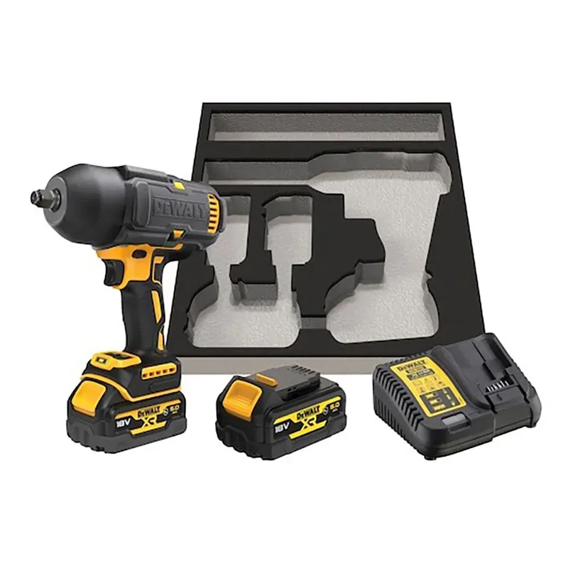 Gereedschap - 18V ACCU slagmoersleutel, 2x accu 5,0 Ah XR, rubberen hoes, oplader DCF900P2G van DEWALT – productafbeelding 3 van 6