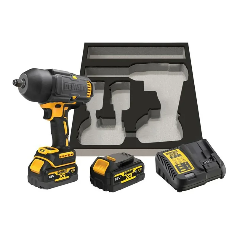 Gereedschap - 18V ACCU slagmoersleutel, 2x accu 5,0 Ah XR, rubberen hoes, oplader DCF900P2G van DEWALT – productafbeelding 2 van 6