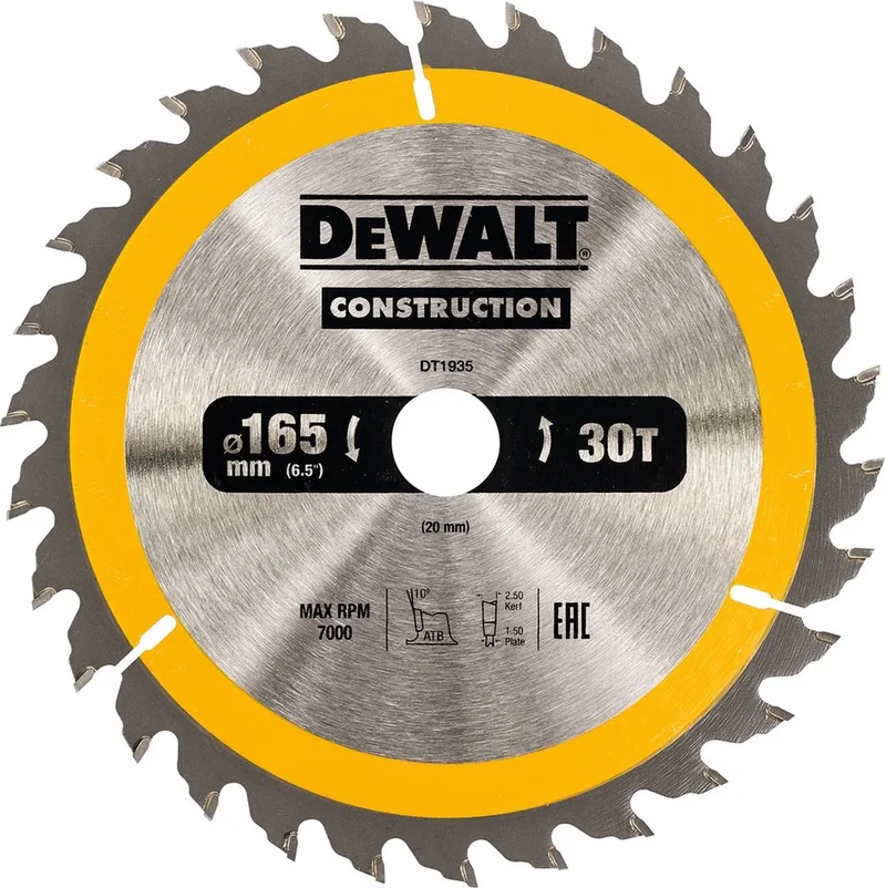 Kreissägeblatt Handkreissäge 165/20 mm 30WZ DT1935-QZ von DEWALT – Produktbild