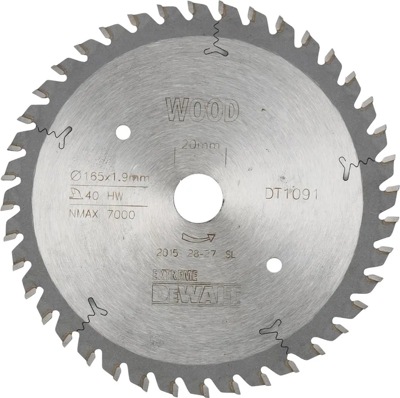 Ø 165mm Asgat 20mm 40T Cirkelzaagblad voor Hout | Extreme - DT1091-QZ van DEWALT – productafbeelding