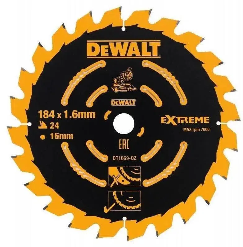 Ø 184mm Asgat 16mm 24T Cirkelzaagblad voor Hout | Extreme - DT1669-QZ von DEWALT – Produktbild
