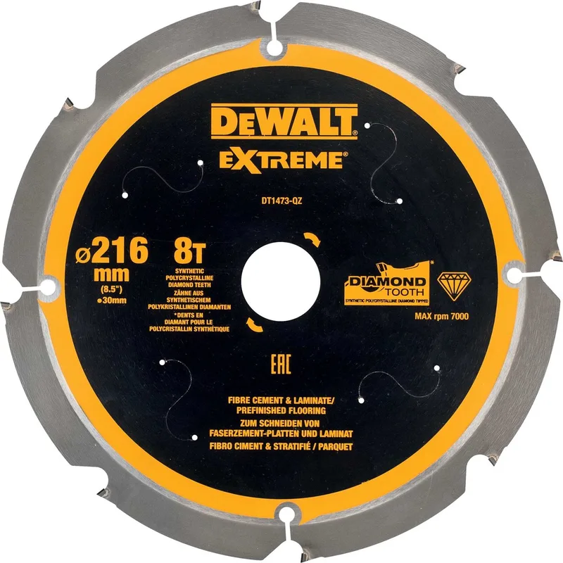 Ø 216mm Asgat 30mm 8T Cirkelzaagblad voor Cementplaten | Extreme - DT1473-QZ van DEWALT – productafbeelding