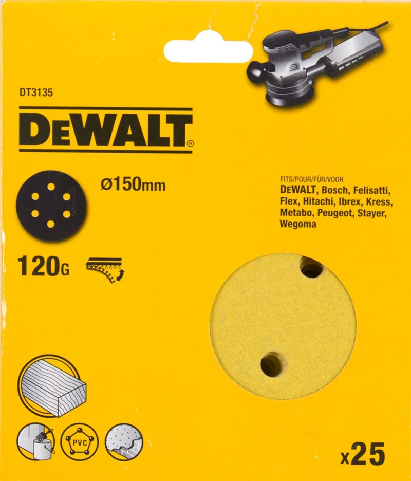 P120 150mm Schuurschijf (25 stuks) - DT3135 by DEWALT – product image