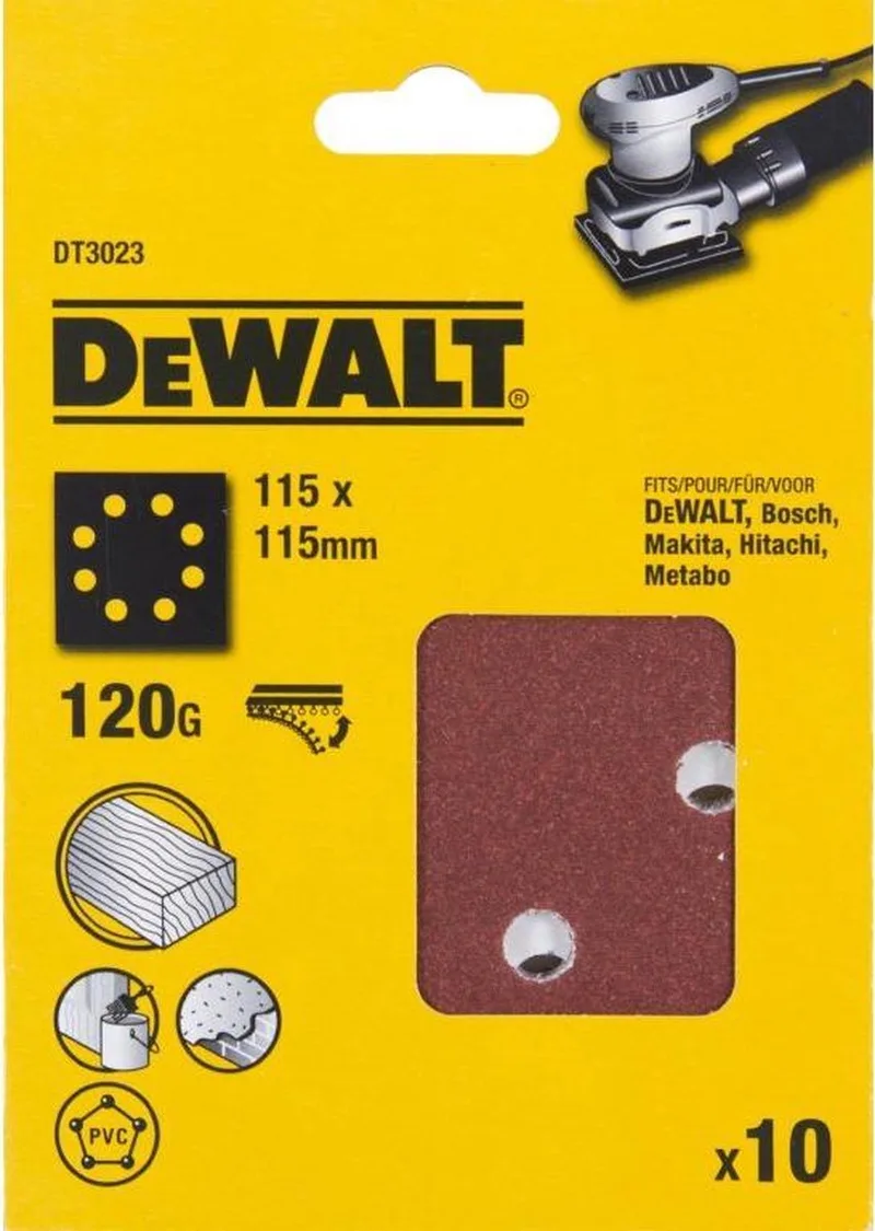 P120 Schuurpapier 1/4 Velcro (10 stuks) - DT3023 de DEWALT – image du produit