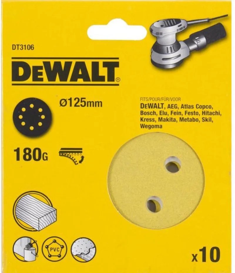 P180 125mm Schuurschijf (10 stuks) - DT3106 de DEWALT – image du produit