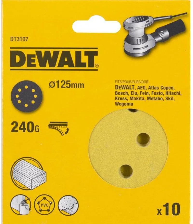P240 125mm Schuurschijf (10 stuks) - DT3107 by DEWALT – product image