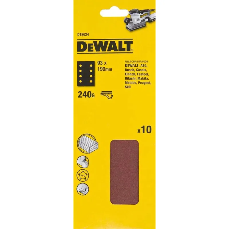 P240 93x190mm Schuurpapier (10 stuks) - DT8624 de DEWALT – image du produit