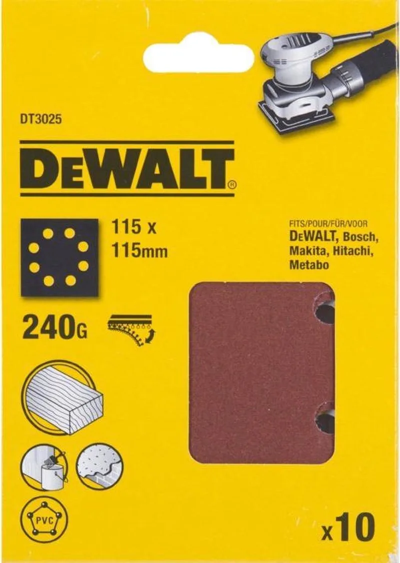 P240 Schuurpapier 1/4 Velcro (10 stuks) - DT3025 de DEWALT – image du produit