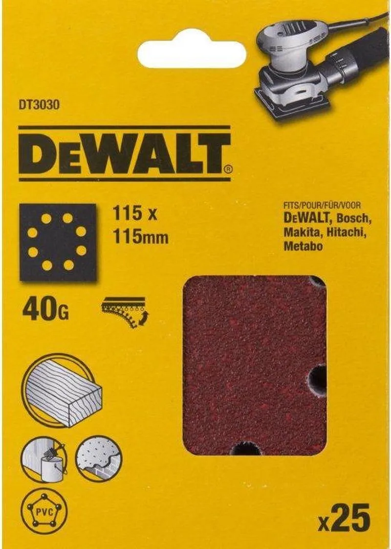 P40 Schuurpapier 1/4 Velcro (25 stuks) - DT3030 de DEWALT – image du produit