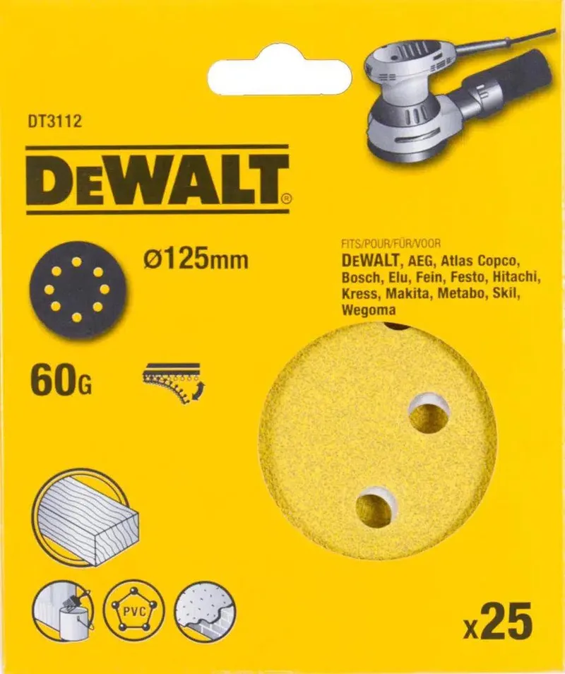 P60 125mm Schuurschijf (25 stuks) - DT3112 by DEWALT – product image