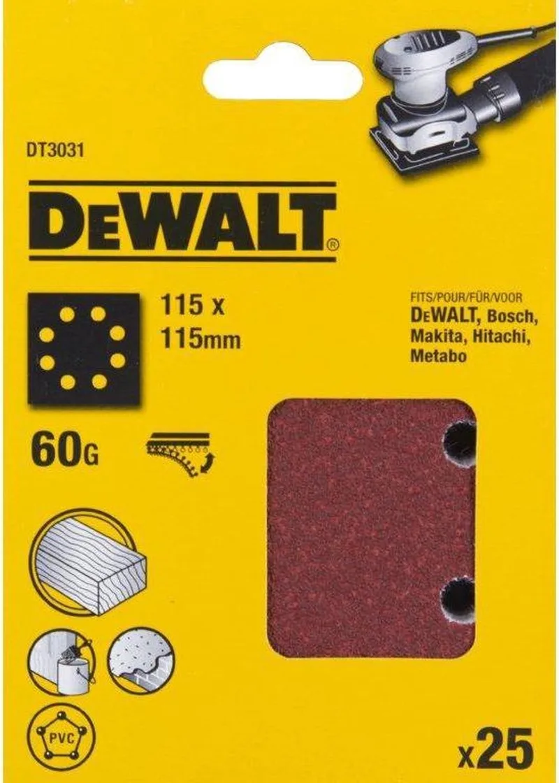 P60 Schuurpapier 1/4 Velcro (25 stuks) - DT3031 de DEWALT – image du produit