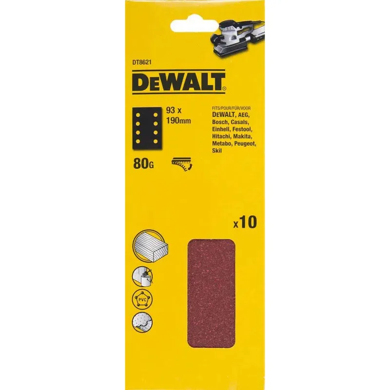 P80 93x190mm Schuurpapier (10 stuks) - DT8621 von DEWALT – Produktbild