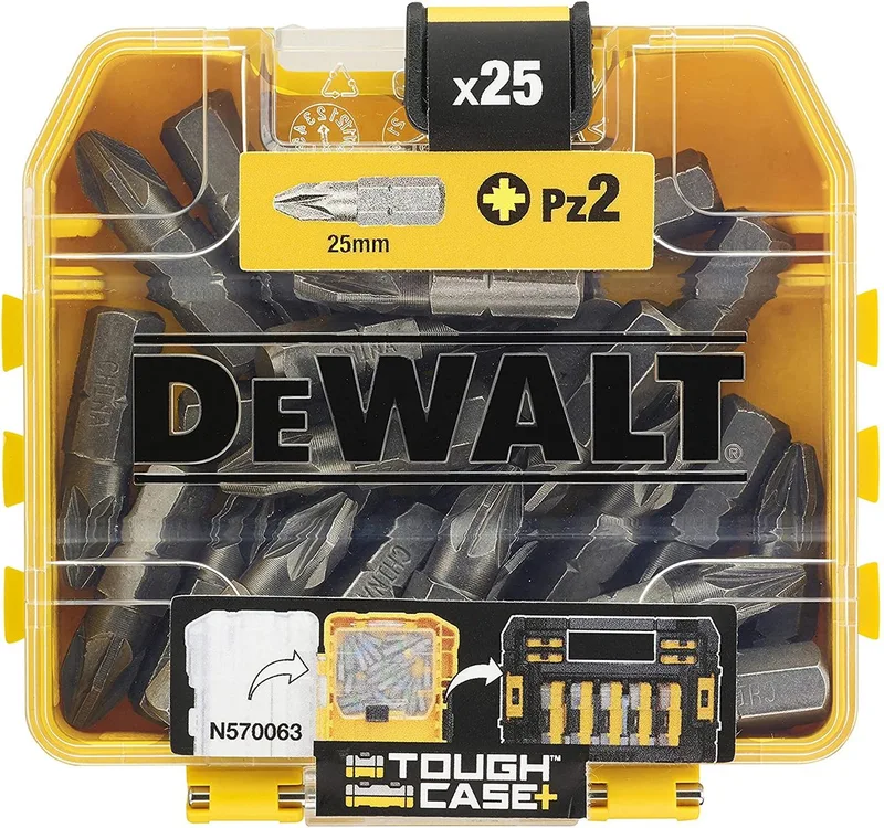 PZ2 25mm Schroefbits in TOUGH CASE (25 stuks) - DT71521 by DEWALT – product image