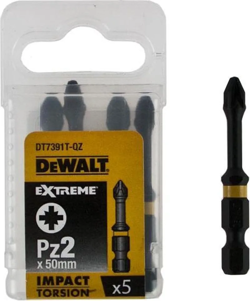 PZ2 50mm Impact Torsion Schroefbits (5 stuks) - Extreme - DT7391T by DEWALT – product image