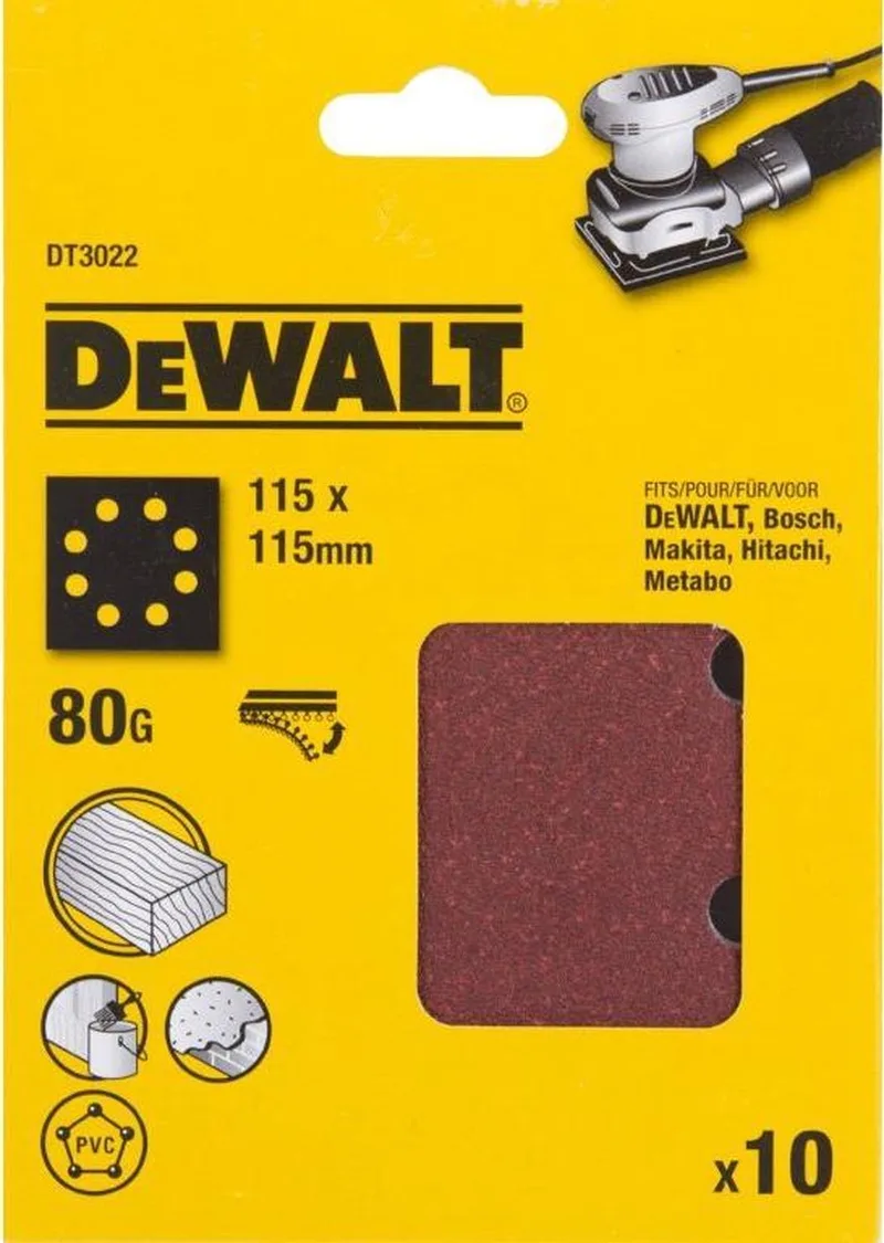 Schuurvel Klithechting - 10 Stuks, K 80 by DEWALT – product image