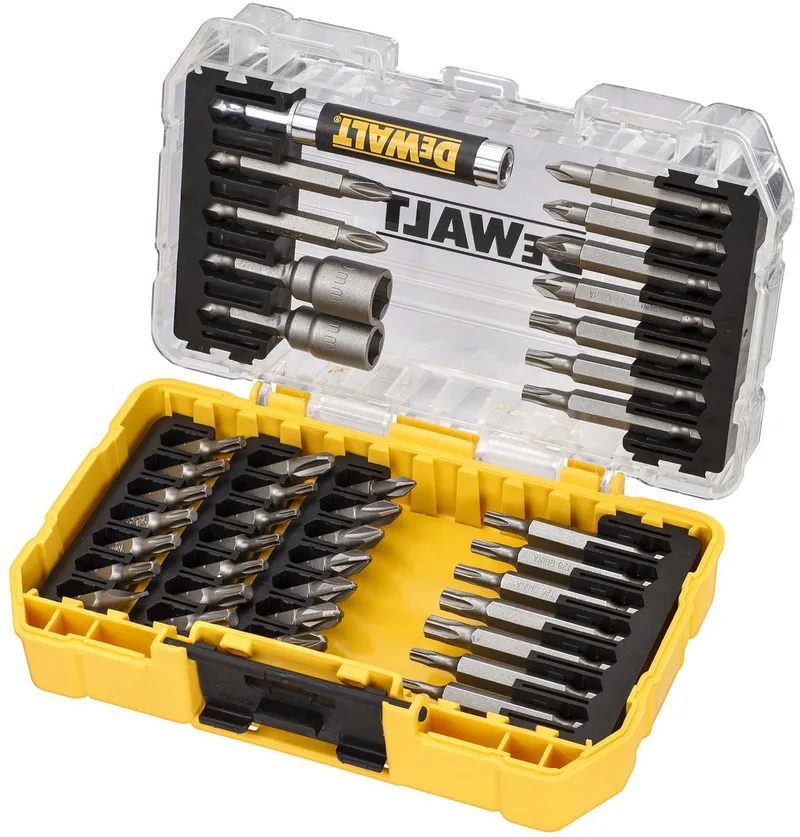 ToughCase - Gereedschapskoffer - 40-delige Bitset - Magnetische Nasadki - Uithoudend Staal by DEWALT, Yellow – product image