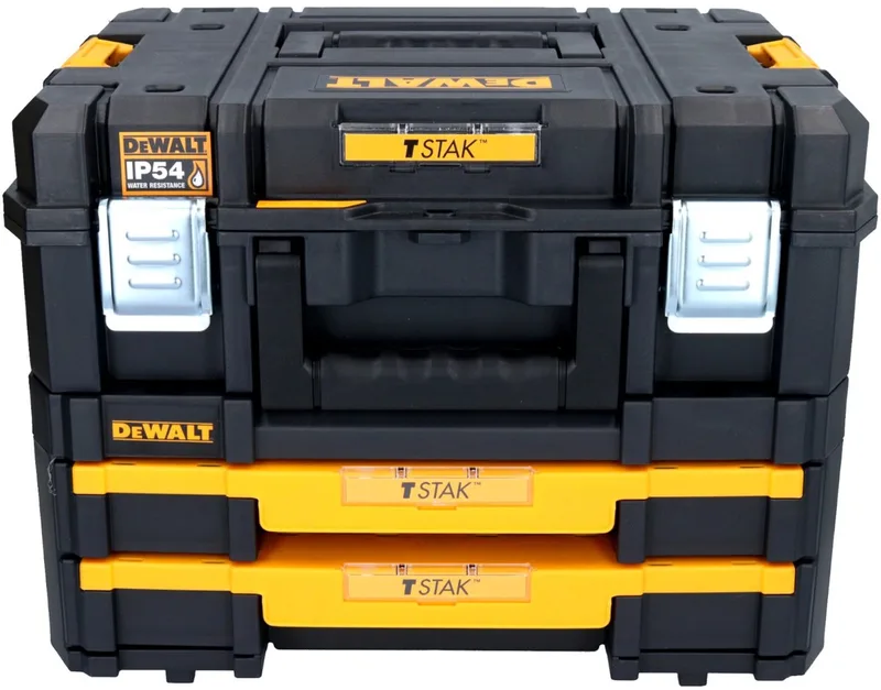 TSTAK 2.0 Serie - Gereedschapskoffer - IP54 Bescherming - Versterkte Metalen Sluitingen de DEWALT, Zwart + Geel – image du produit