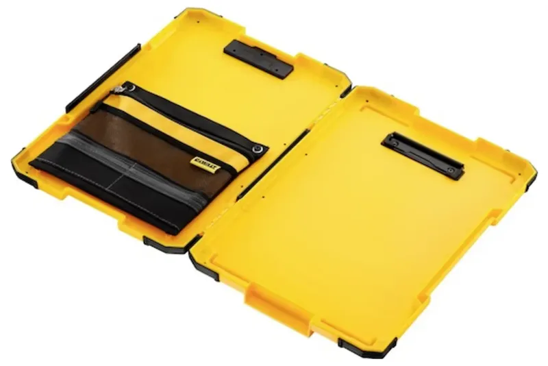 TSTAK Serie - Klemplaat met LED - 180° Verlichting - Opbergvak - Gum Rubberen Hoeken by DEWALT, Yellow, Black – product image 2 of 2