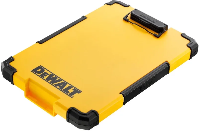 TSTAK Serie - Klemplaat met LED - 180° Verlichting - Opbergvak - Gum Rubberen Hoeken by DEWALT, Yellow, Black – product image 1 of 2