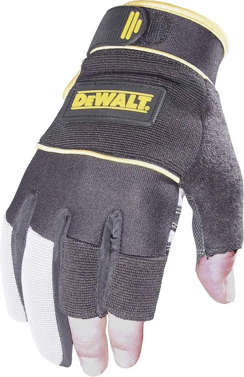 Werkhandschoenen DPG24L 3-vingers - 3 Vingers - Luchtdoorlatend - One Size - Handschoenen Werkuitrusting - Schuim Padding - Bescherming en Comfort - 2 Stuks - Geel de DEWALT, Noir – image du produit