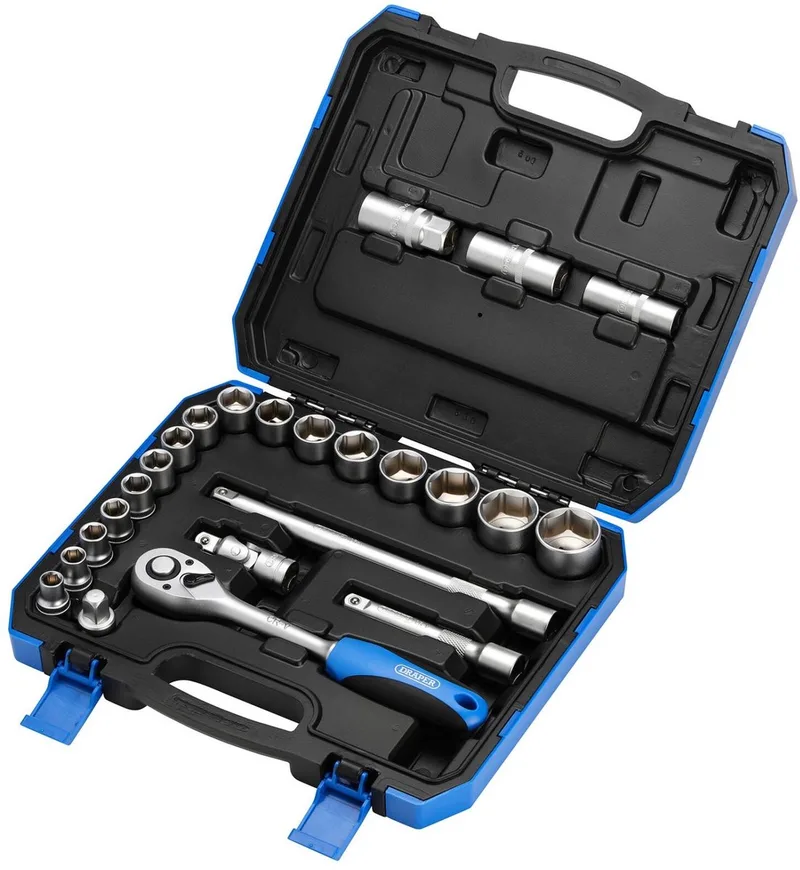 Draper 1/2" Doppenset met ratel en gloeibougiedoppen, 24-delig van Draper – productafbeelding