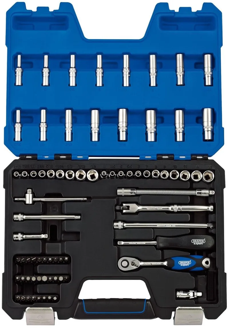 Draper 1/4" doppenset in koffer met metrische + inch doppen, 75-delig van Draper – productafbeelding