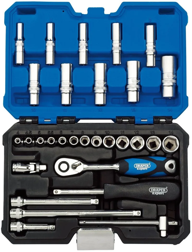 Draper 1/4" doppenset met soft grip ratel, 30-delig by Draper – product image