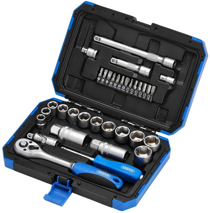 Draper 3/8" Doppen- en bitset in koffer, 34-delig de Draper – image du produit