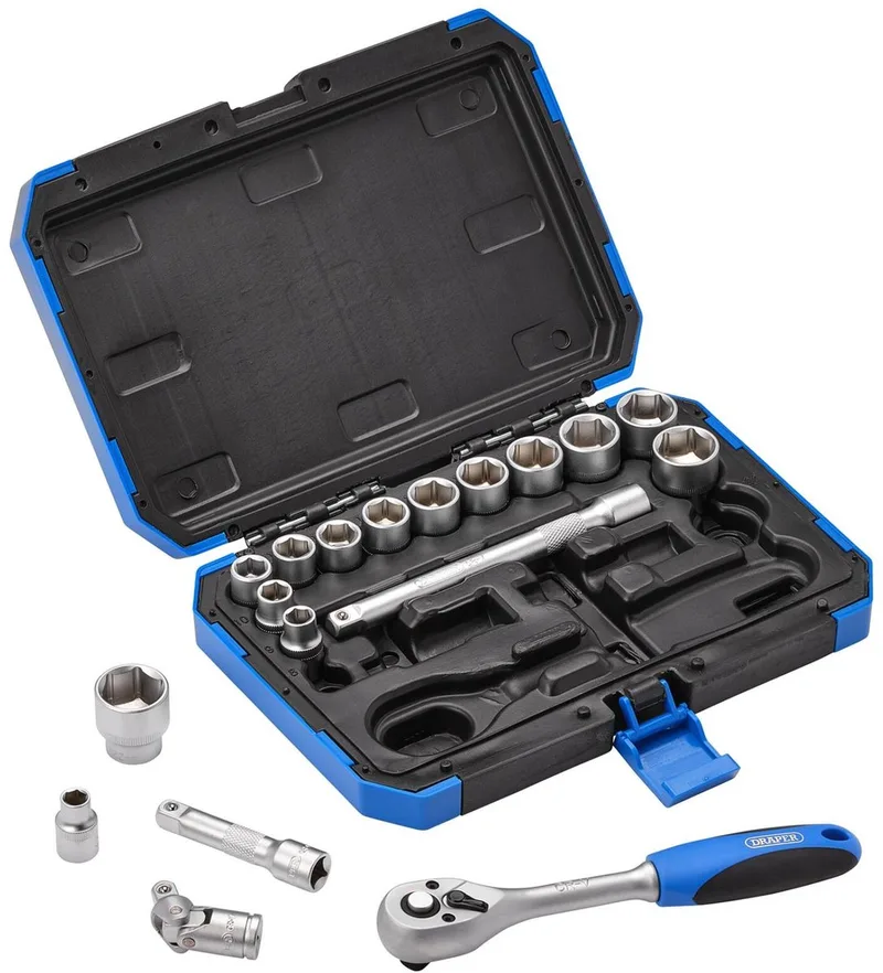 Draper 3/8" doppenset met ratel, 18-delig van Draper, Zwart – productafbeelding