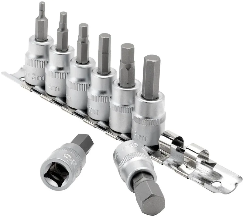 Draper 3/8" inbus doppenset op rail, 8-delig van Draper, Zilver – productafbeelding