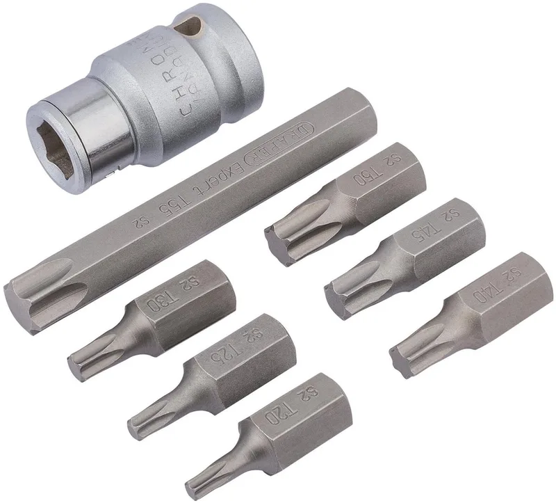 Expert 1/2" TX-STAR® Torx Bitset met bithouder, 8-delig van Draper – productafbeelding