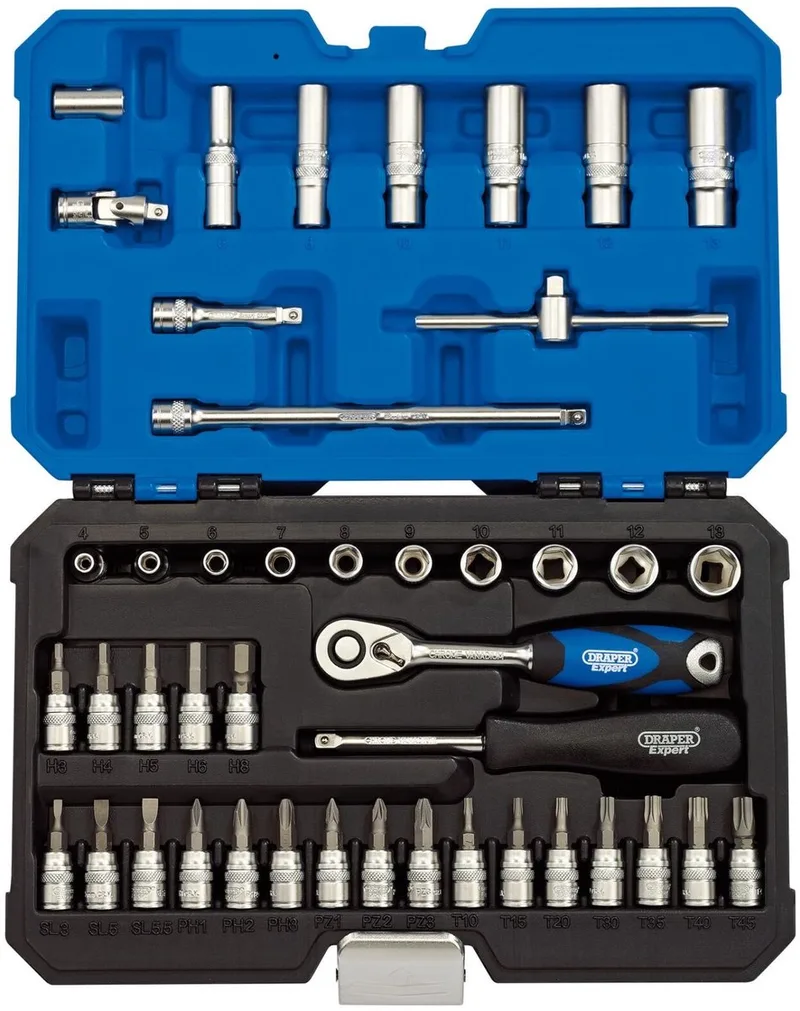 Expert 1/4" Doppen- & bitset in koffer, 44-delig van Draper – productafbeelding