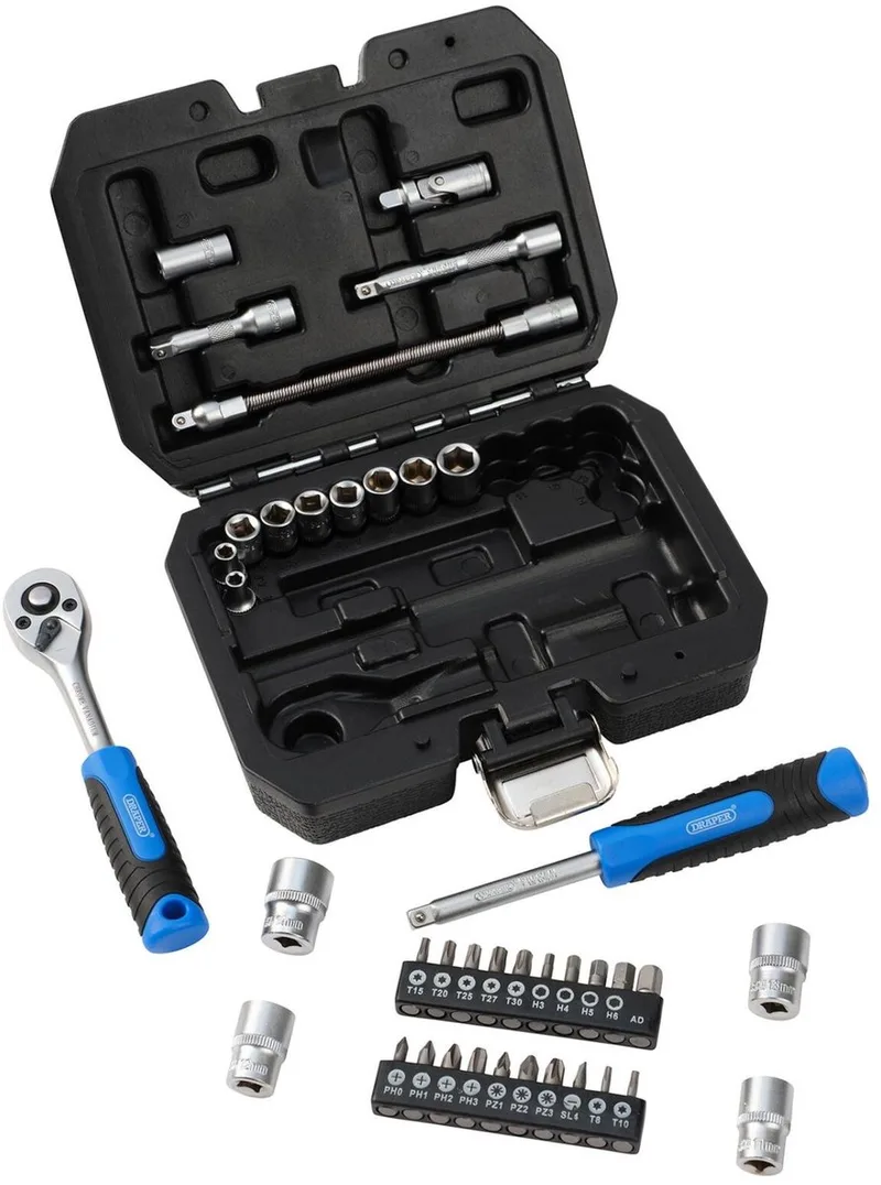 HI-TORQ® 1/4" doppen- en bitset met ratel, 40-delig van Draper – productafbeelding