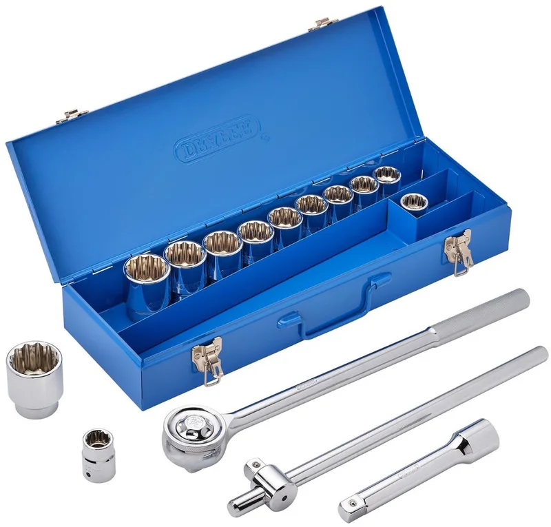 HI-TORQ® 3/4" Doppenset met ratel in metalen koffer. 15-delig van Draper – productafbeelding