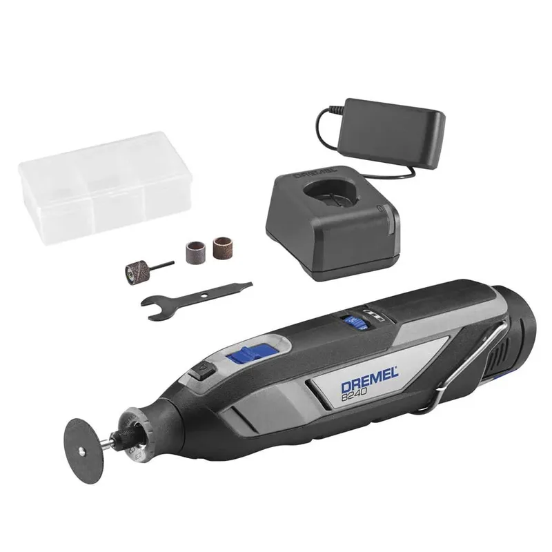 8240-5 Multitool - Inclusief 12 V (2.0 Ah) Li-Ion accu, 5 accessoires en lader de Dremel – image du produit 3 sur 6
