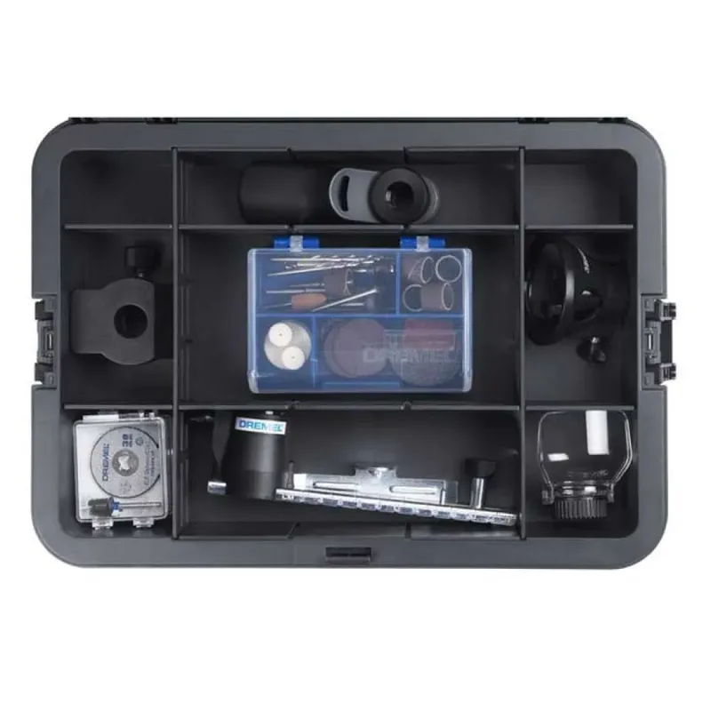 8250-5/65 Platinum+ - Multitool - Inclusief 2x 12V 2.0 Ah accu - 65 accessoires - detailhandgreep - lijn-en circkelgeleider - bewerkingsplatform - comfort guard hulpstuk - frees hulpstuk - lader de Dremel – image du produit 4 sur 6