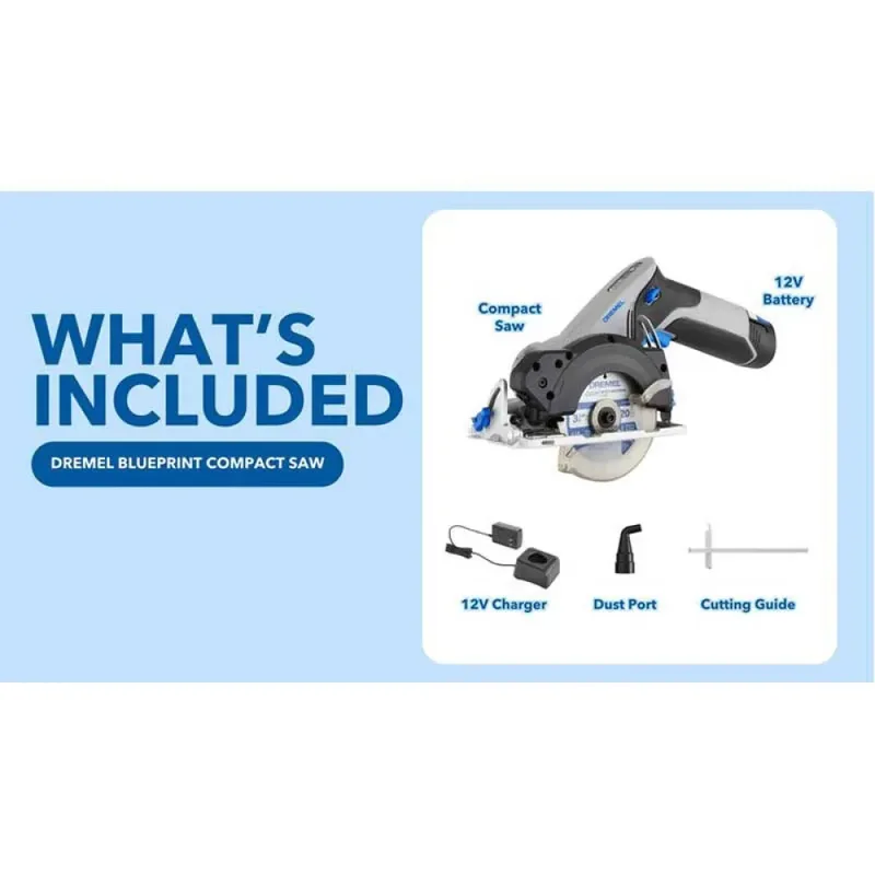 Blueprint Compactzaag - Geïntegreerde lasergeleider - Inclusief 12V 2.0 Ah accu en snellader by Dremel – product image 3 of 6