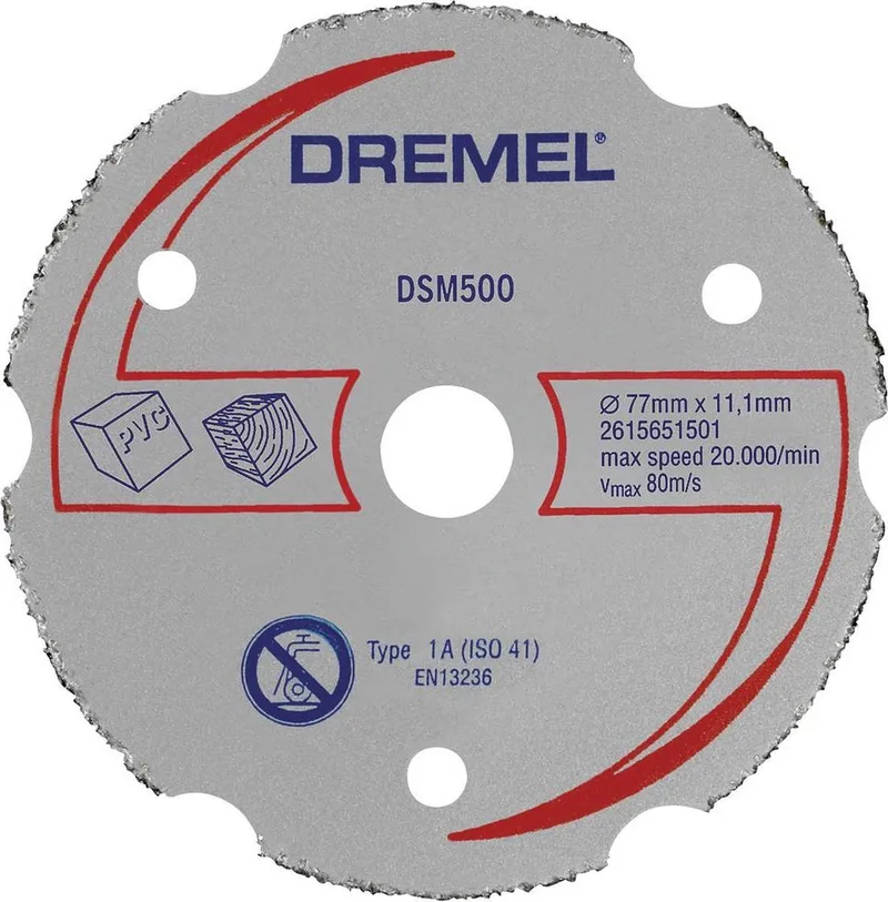 DSM500 2615S500JB Doorslijpschijf recht 77 mm 1 stuk(s) Hardhout, Zacht hout, Multiplex, Laminaat, Kunststof, Gi van Dremel – productafbeelding